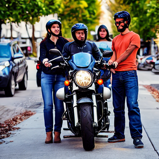 125_A motorcycle stands in front of three people on a sidewalk..png